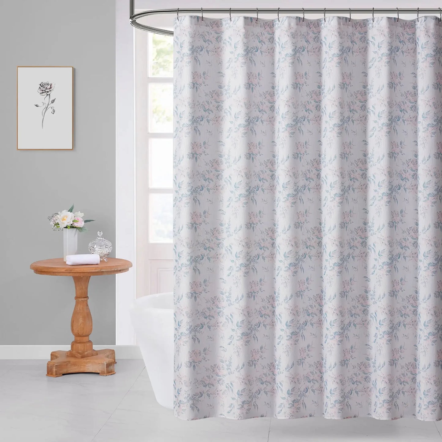 14-Piece Bright White Floral Bathroom Accessory Set