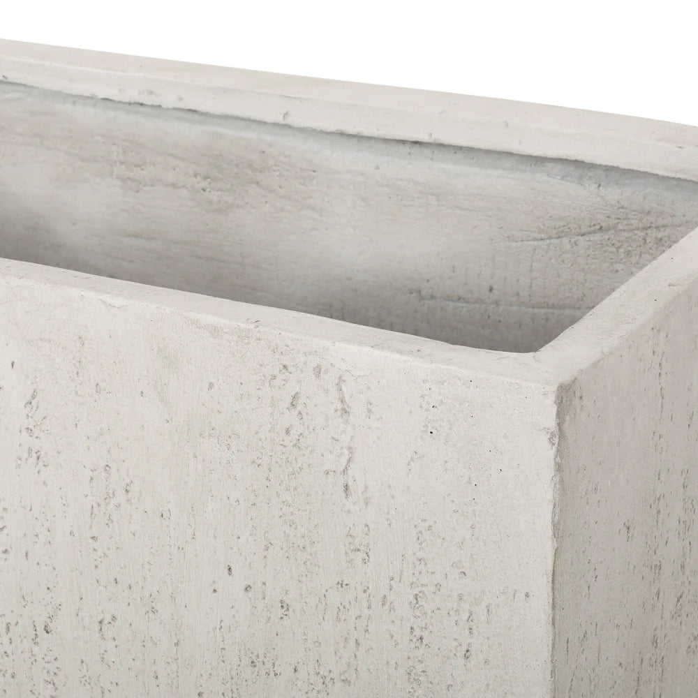Large Rectangular Stonelike White Outdoor Planter