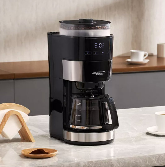 Grind & Brew Coffee Maker with Built-In Grinder, 10-Cup Drip Coffee Machine with Adjustable Strength & Coarseness