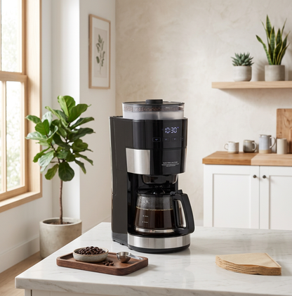 Grind & Brew Coffee Maker with Built-In Grinder, 10-Cup Drip Coffee Machine with Adjustable Strength & Coarseness