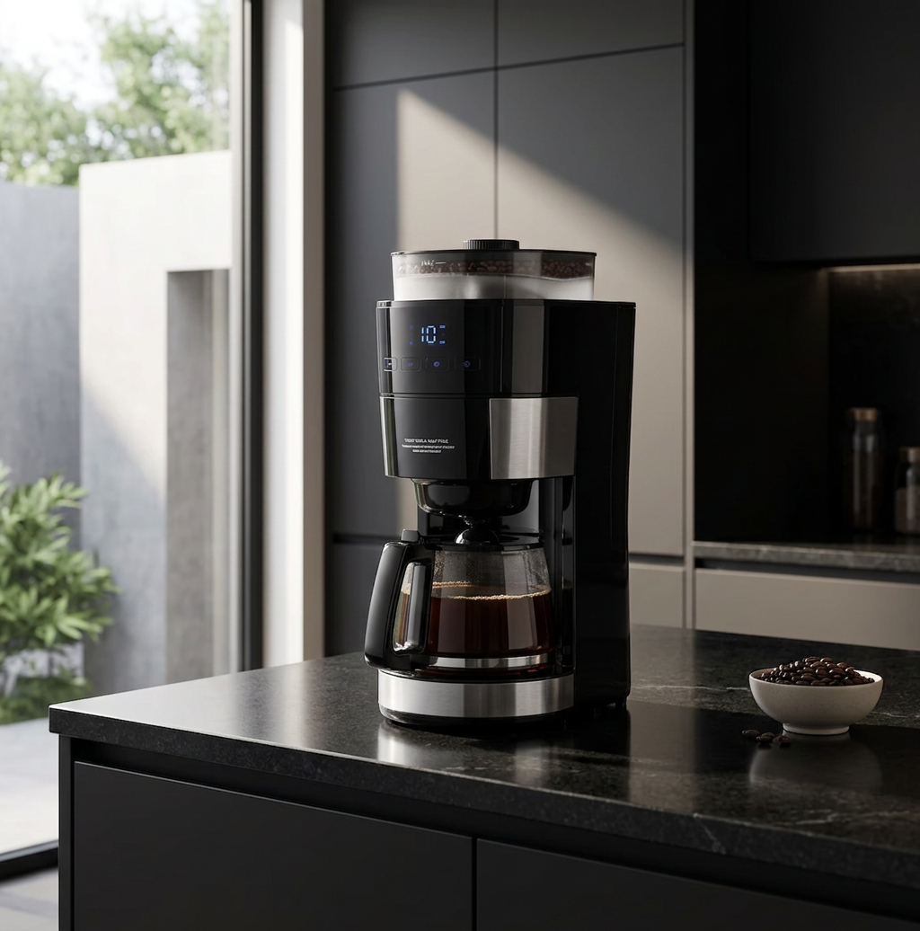 Grind & Brew Coffee Maker with Built-In Grinder, 10-Cup Drip Coffee Machine with Adjustable Strength & Coarseness