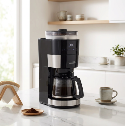 Grind & Brew Coffee Maker with Built-In Grinder, 10-Cup Drip Coffee Machine with Adjustable Strength & Coarseness