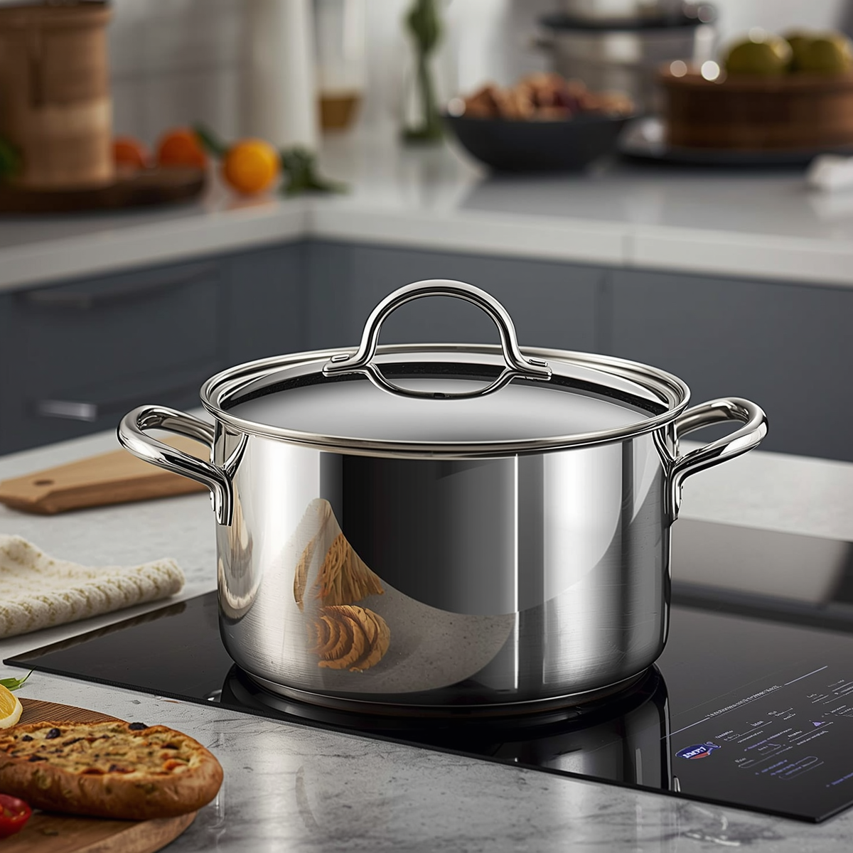 Cook N Home 12-Quart Stainless Steel Stockpot being used to prepare a large batch of stew, great for family gatherings.