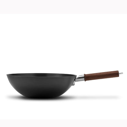 12-Inch Carbon Steel Wok showcasing the matte finish, great for modern kitchen aesthetics.