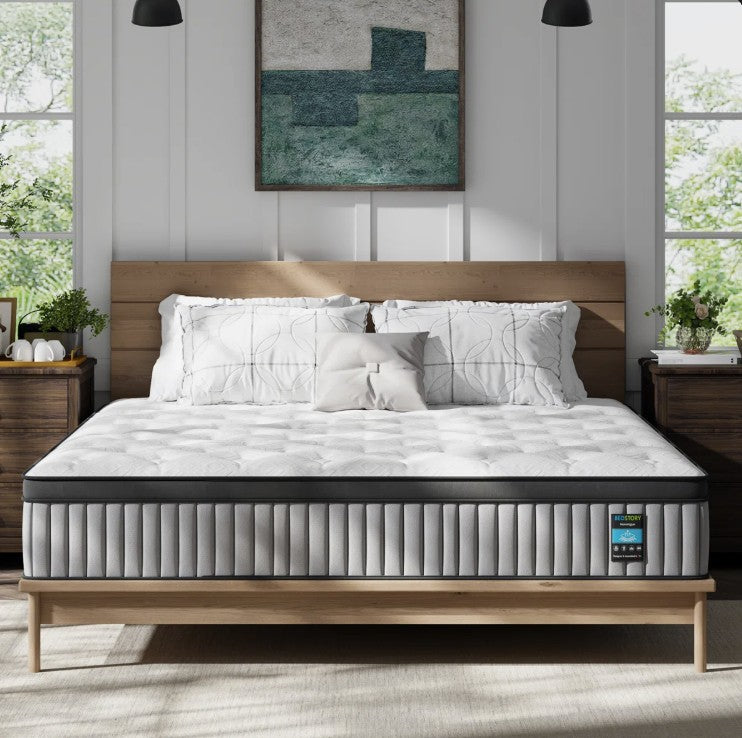 Family enjoying quality time with the BedStory 14-Inch Luxury Hybrid Mattress, perfect for families seeking a hybrid mattress for cooling.