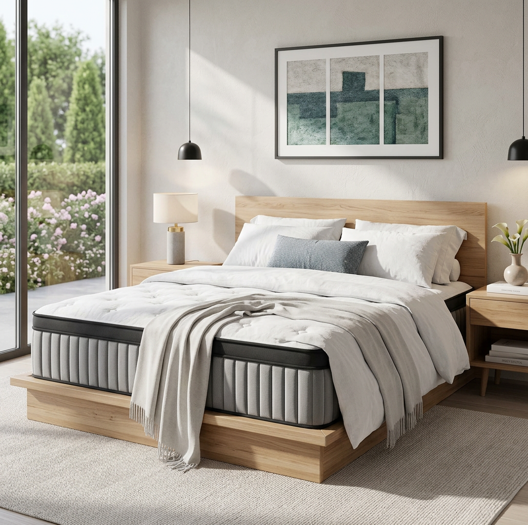 BedStory 14-Inch Luxury Hybrid Mattress dimensions and firmness information, perfect hybrid mattress for cooling comfort.