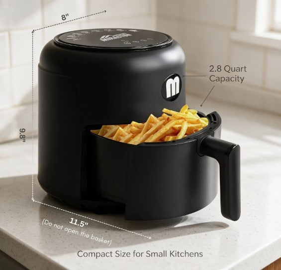 2.8QT Digital Mini Air Fryer, 1200W Compact Nonstick Air Fryer with Touchscreen & Dishwasher-Safe Basket, compact air fryer with digital display