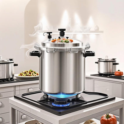Pressure gauge on 23Qt Pressure Canner with Gauge for accurate pressure monitoring during cooking.