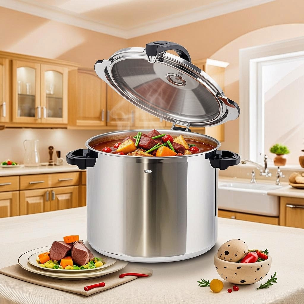 Versatile cooking options with the 23Qt Pressure Canner with Gauge, suitable for a variety of recipes.