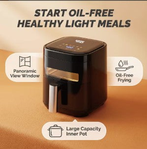 Simple Deluxe 3.2QT Visible Window Air Fryer, 1200W Compact 8-in-1 Touchscreen Air Fryer for Dorms & Apartments cooking fries and snacks with fast hot-air compact air fryer circulation.