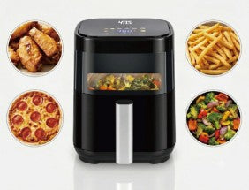 Simple Deluxe 3.2QT Visible Window Air Fryer, 1200W Compact 8-in-1 Touchscreen Air Fryer for Dorms & Apartments with a user-friendly touchscreen interface for compact air fryer cooking.
