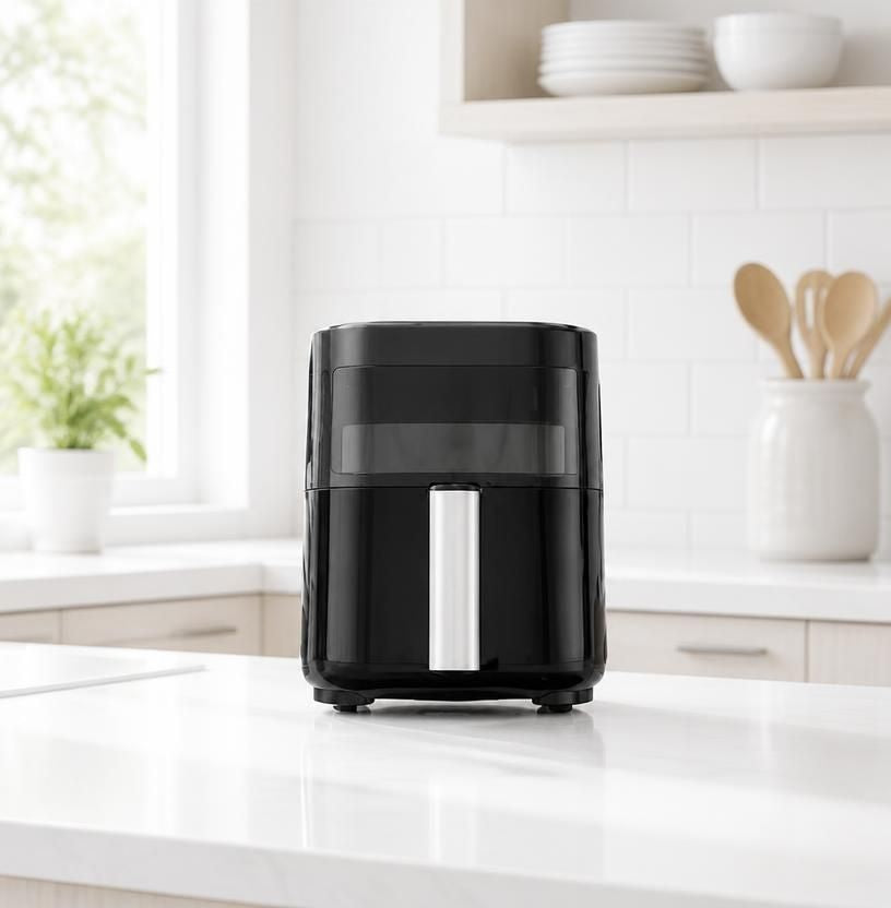 Simple Deluxe 3.2QT Visible Window Air Fryer, 1200W Compact 8-in-1 Touchscreen Air Fryer for Dorms & Apartments highlighting convenient oil-free cooking with a compact air fryer.
