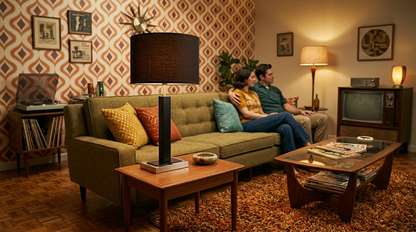 Versatile placement options for the 30” Modern Black Table Lamp, a true modern black lamp that blends with any decor style.
