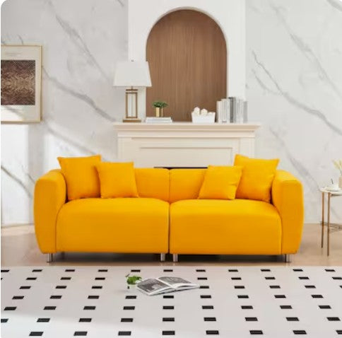89" Luxury Cotton Linen Sofa – Modern 3-Seater Couch perfect for stylish living spaces.