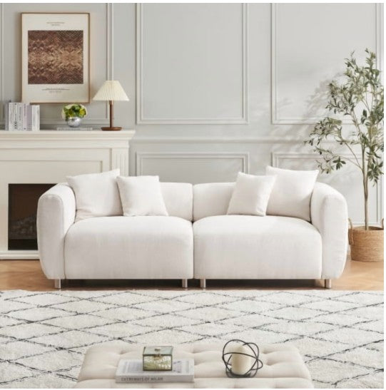 Relaxing atmosphere created by the 89" Luxury Cotton Linen Sofa in a beautifully decorated living room.
