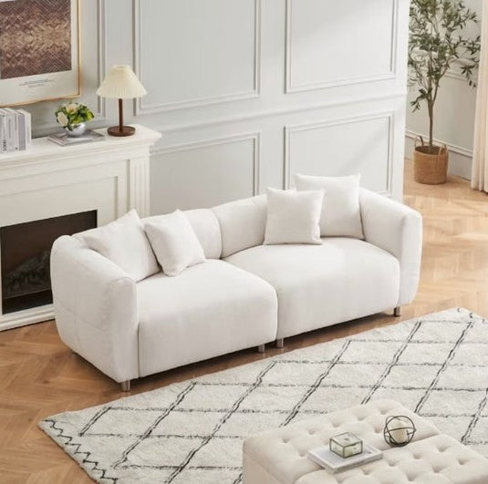 The 89" Luxury Cotton Linen Sofa in a cozy setup that reflects casual elegance and modern design.