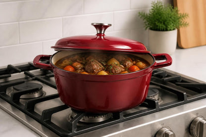 4.75-Quart Enameled Cast Iron Dutch Oven with Lid, Induction & Oven Safe — enameled cast iron dutch oven with smooth enamel interior