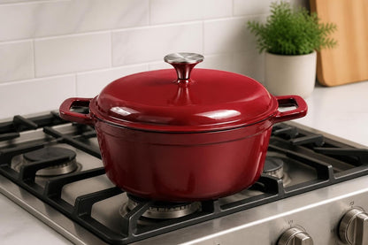 4.75-Quart Enameled Cast Iron Dutch Oven with Lid, Induction & Oven Safe — heat-retaining enameled cast iron dutch oven