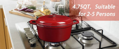 4.75-Quart Enameled Cast Iron Dutch Oven with Lid, Induction & Oven Safe — enameled cast iron dutch oven for casseroles and roasts