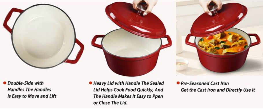 4.75-Quart Enameled Cast Iron Dutch Oven with Lid, Induction & Oven Safe — versatile enameled cast iron dutch oven for everyday cooking