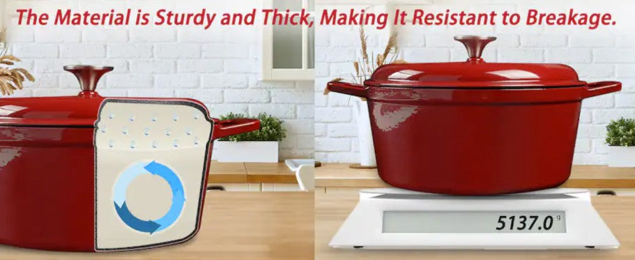 4.75-Quart Enameled Cast Iron Dutch Oven with Lid, Induction & Oven Safe — family-size enameled cast iron dutch oven