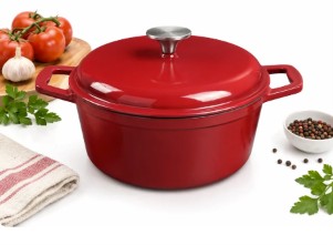 4.75-Quart Enameled Cast Iron Dutch Oven with Lid, Induction & Oven Safe — easy-clean enameled cast iron dutch oven