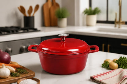 4.75-Quart Enameled Cast Iron Dutch Oven with Lid, Induction & Oven Safe — enameled cast iron dutch oven with lid