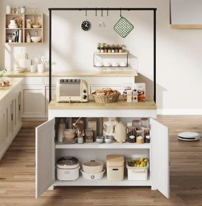 Overview of the dimensions and structure of the Heavy-Duty Kitchen Island with Storage, emphasizing its role as a heavy-duty kitchen cart.