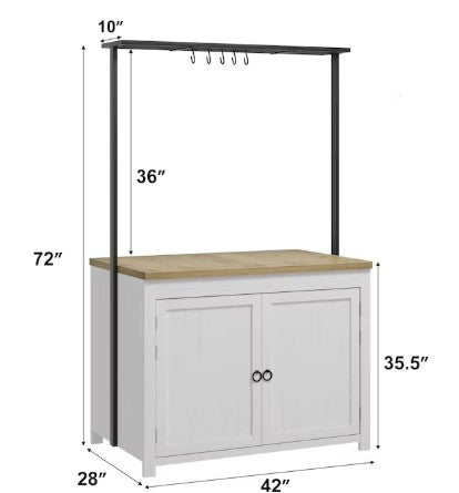 Stylish and modern design of the Heavy-Duty Kitchen Island with Storage, ideal for a chic heavy-duty kitchen cart.