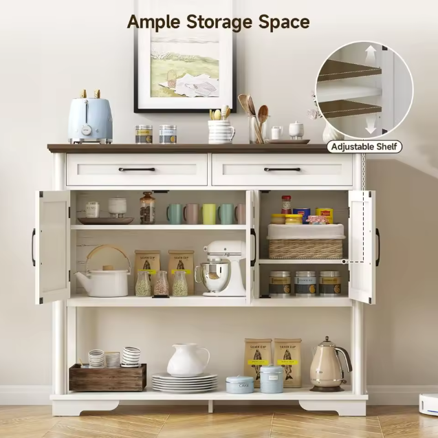 Classic black and white engineered wood console showcasing its elegant finish and sturdy construction for long-lasting use.