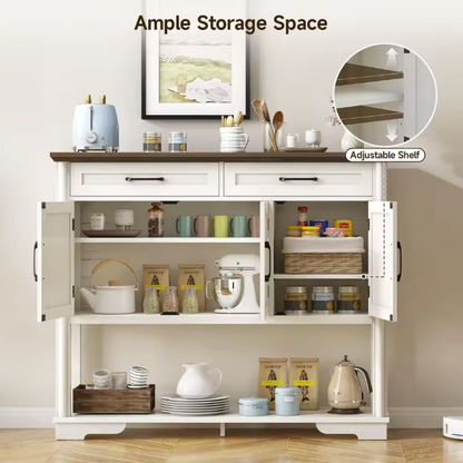 Classic black and white engineered wood console showcasing its elegant finish and sturdy construction for long-lasting use.