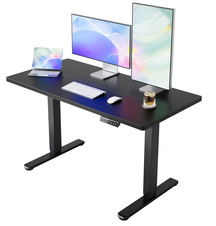 Electric Standing Desk with Memory Presets showing a close-up of its durable steel frame and modern design.