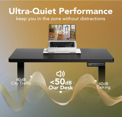 Electric Standing Desk with Memory Presets in different sizes, ideal for small apartments or spacious offices.