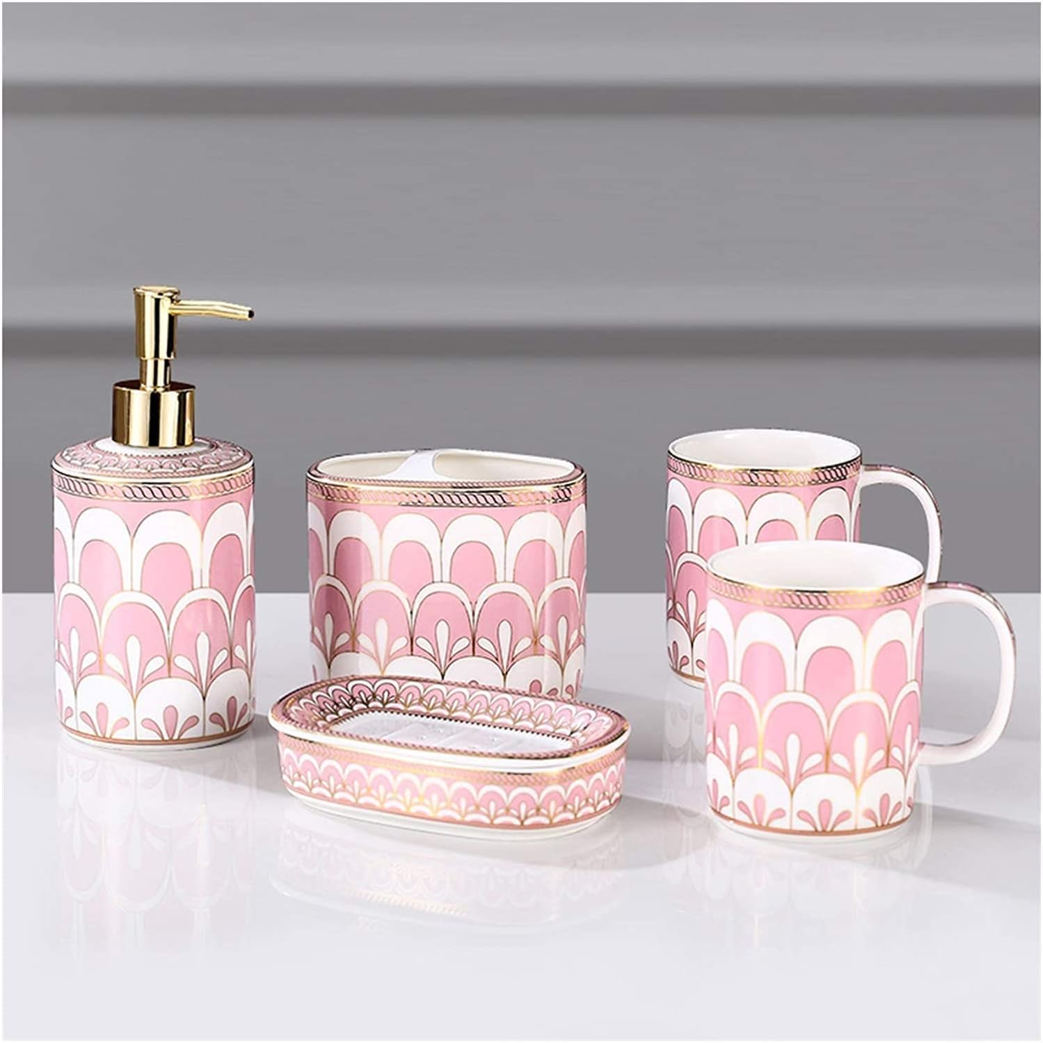 Luxury Ceramic Hand Soap Dispenser in a stylish bathroom environment, contributing to a cohesive and elegant decor aesthetic.
