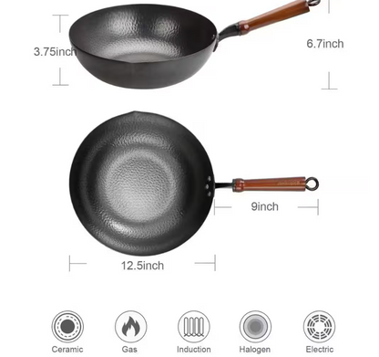The lightweight design of the HomelyOasis 13-Inch Carbon Steel Wok makes cooking effortless and enjoyable.