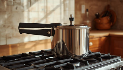 6.3 Quart Induction Compatible Stainless Steel Pressure Cooker by HomelyOasis, U-shaped cooking area for even heat
