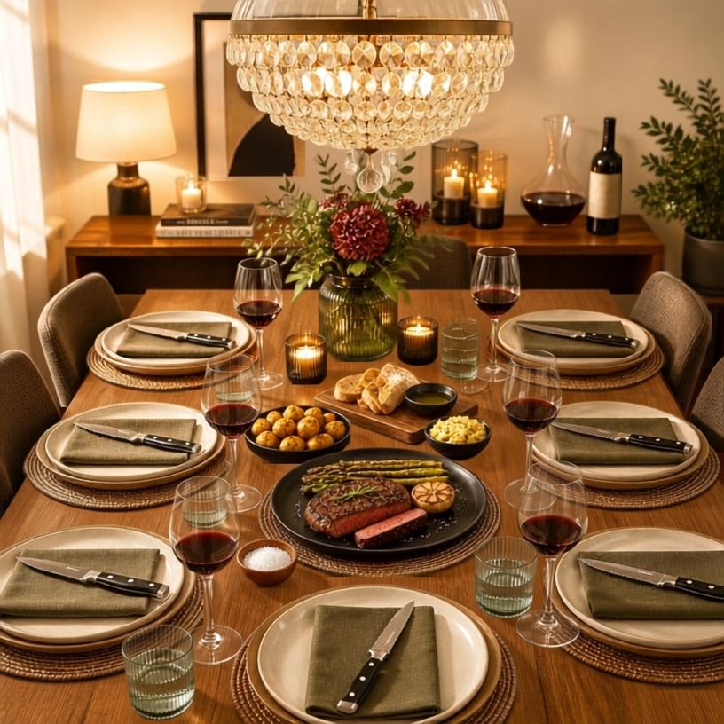 6-Piece German Stainless Steel Serrated Steak Knife Set for casual family meals and formal dining