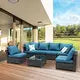 Close-up of the luxurious cushions on the Modular 7-Piece PE Rattan Wicker Patio Set, ideal for comfort and relaxation.