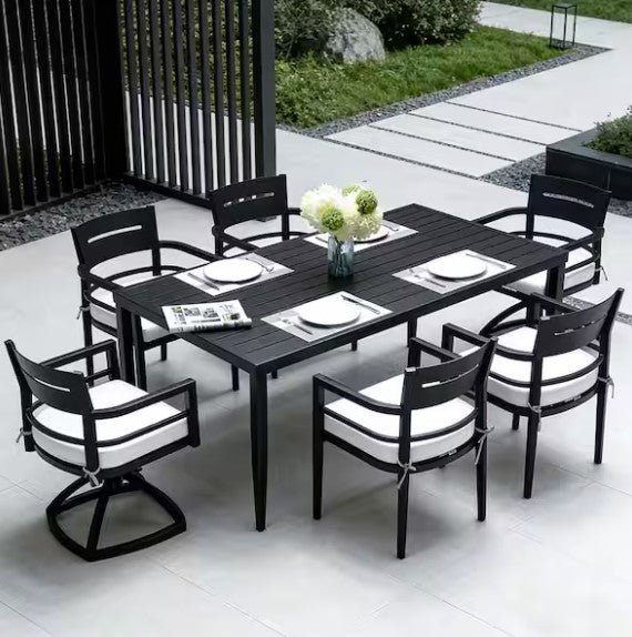 Details of the cushion fabric on the Modern Outdoor Dining Set, illustrating its softness and durability.