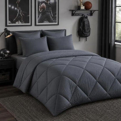 FISHDRU 5pcs/7pcs Diamond Quilted Bedding Comforter Set - Complete Bed in a Bag with Pillowcases and Shams, diamond quilted comforter for twin, full, queen, or king beds