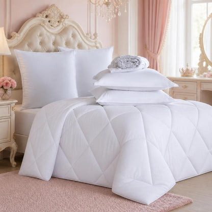 FISHDRU 5pcs/7pcs Diamond Quilted Bedding Comforter Set - Complete Bed in a Bag with Pillowcases and Shams, diamond quilted comforter bedding set