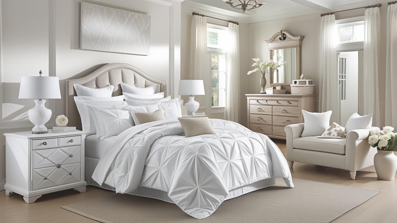 Make a bold statement with the Queen 7-Piece Pintuck Comforter Set, the ultimate in luxury bedding designed for stylish bedrooms.