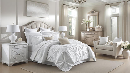Make a bold statement with the Queen 7-Piece Pintuck Comforter Set, the ultimate in luxury bedding designed for stylish bedrooms.