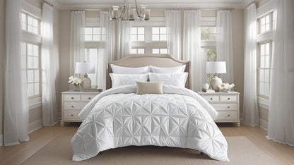 Achieve a cohesive bedroom ensemble with our Queen 7-Piece Pintuck Comforter Set, fully equipped for stylish sleeping.