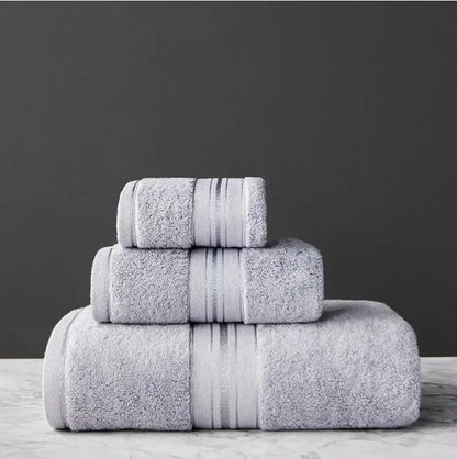 Stylish gray 8-Piece Cotton Bath Towel Set designed for comfort and a polished finish in your bathroom.
