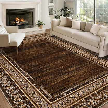 8x10 Red Brown Geometric Area Rug, Washable Non-Slip modern geometric area rug with durable polyester construction