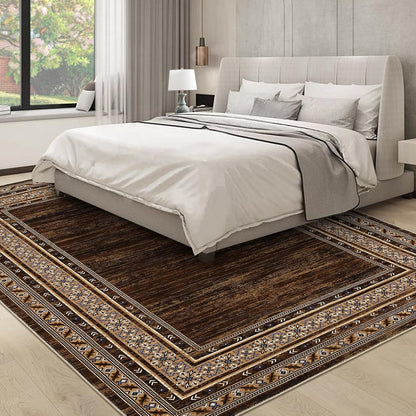 8x10 Red Brown Geometric Area Rug, Washable Non-Slip geometric area rug in a modern living room