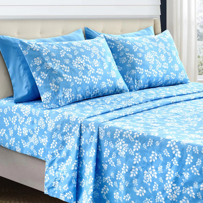 Elegant 4-Piece Microfiber Floral Sheet Set 