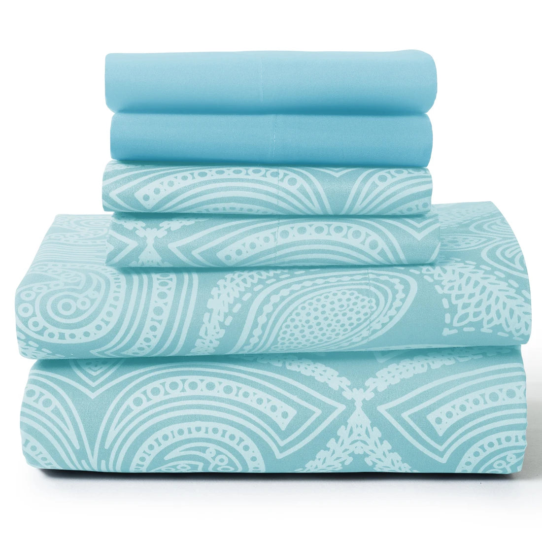 Luxurious 6-Piece Paisley Bed Sheet Set in White Grey, demonstrating its versatility and style.