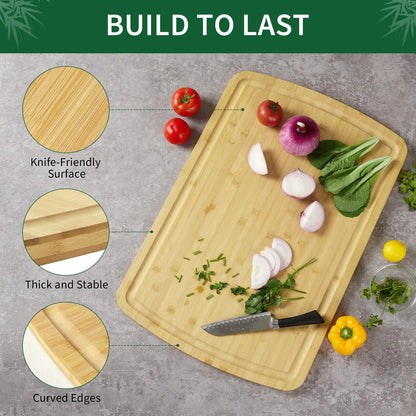 Extra-Large 30 x 20 Inch Bamboo Cutting Board with Juice Groove, Handles & Reversible Butcher Block Design, reversible bamboo cutting board for kitchen meal prep
